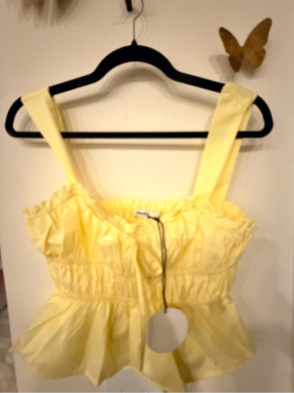 Smocked Yellow Ruffle Peplum Cami - Unbranded